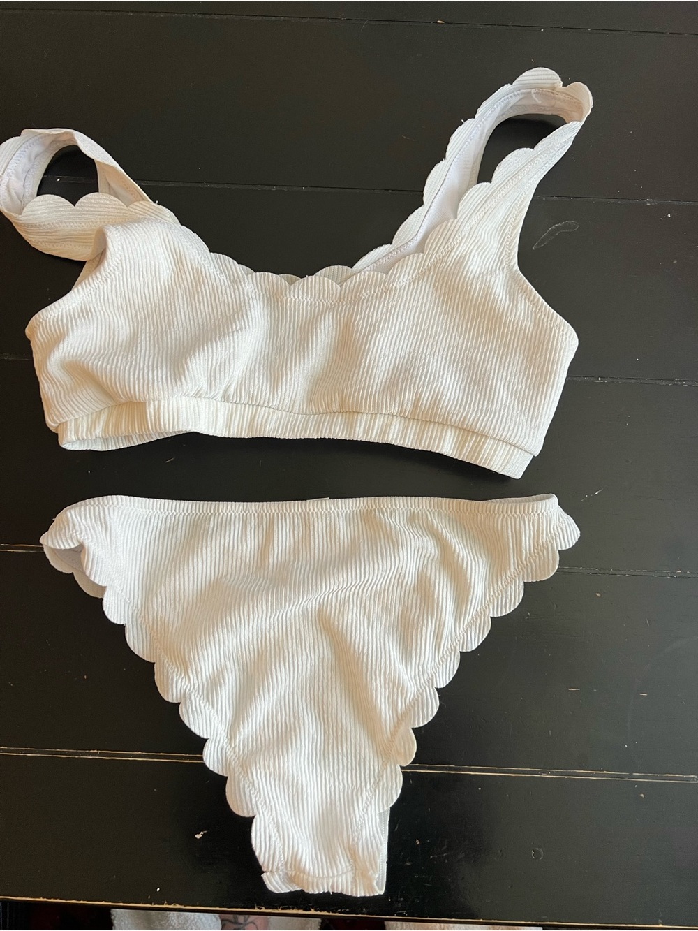 Target White Scallop-Edge Ribbed Bikini Set